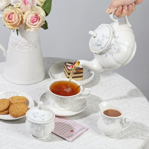CHENP.HMC Tea Set 22-Piece Porcelain Ceramic Coffee Tea Gift Sets Cups