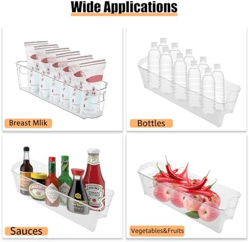 YOUNTHYE 6PCS 15inch Fridge Organizer Bins Breastmilk Freezer Storage