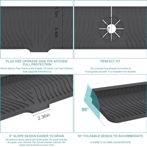 33 Inch Sink Faucet Mat, Kitchen Sink Splash Guard, Faucet Splash