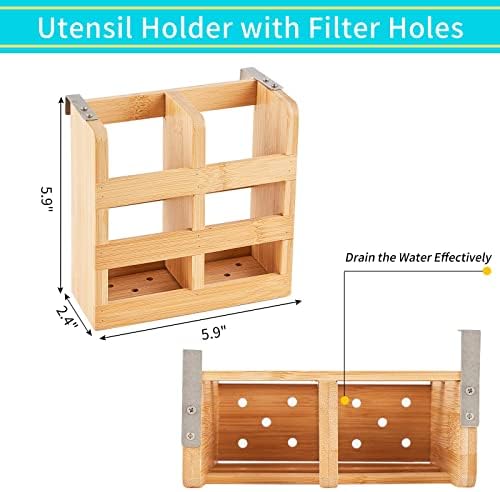 Bamboo 3-Tier Dish Drying Rack with Utensil Holder