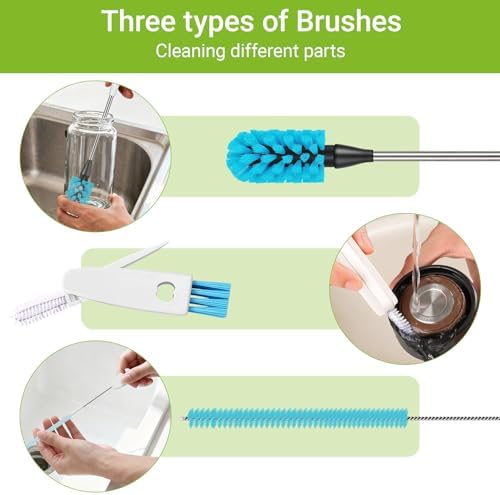 3-in-1 Bottle Brush, 15 Inches Long Handle Kitchen Water Bottle Brush