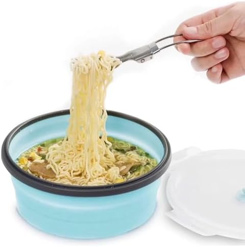 Camping Bowl with Lid Collapsible Silicone Bowl for Travel and Camping