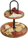 Gibson Home Gracious Dining 2-Tier Round Acacia Wood Serving Tray