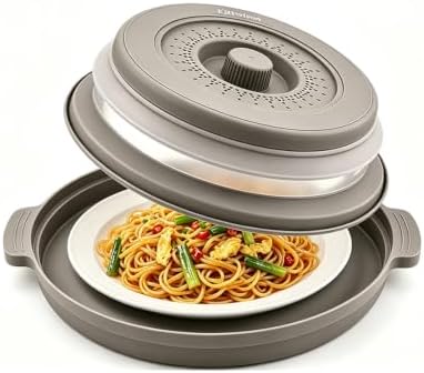 10.6" Microwave Splatter Cover with Anti-Scald Base Tray, Collapsible