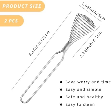 French Whisk 2 Pack Stainless Steel Spring Coil Egg Beater Hand Mixer