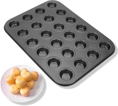 LIZEALUCKY Mini Muffin Tray 24 Cup Silicone Muffins Pan, Non Stick