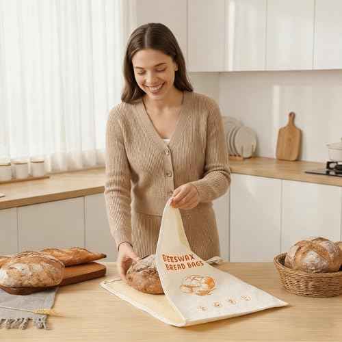 2 Pack Reusable Beeswax Bread Bags for Sourdough