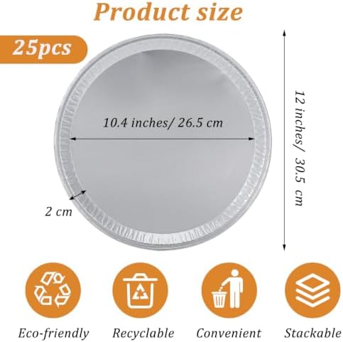 25 Pcs 12" Disposable Pizza Pans & Serving Tray Round Foil Pizza Pan