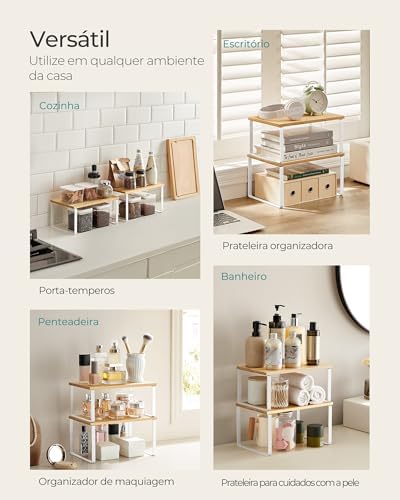 SONGMICS Cabinet Organizer Shelf, Set of 2