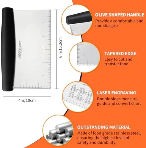 ALLTOP Bench Scraper & Chopper for Kitchen, 1 Pack, Black