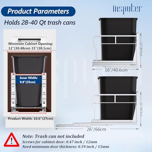 Insputer Pull Out Trash Can Cabinet with Soft-Close Slides
