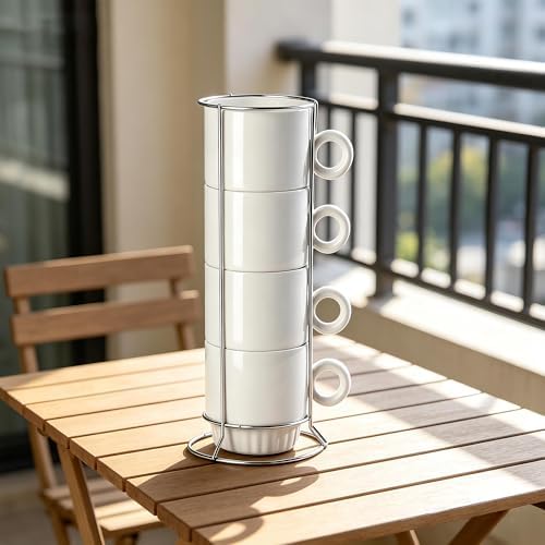 16pcs 9oz Sublimation Stackable Coffee Mugs with Stand, Blank Mug Set