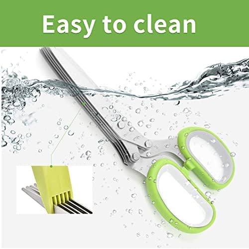 Herb Scissors Set,Multipurpose 5 Blade Kitchen Herb Cutter with Safety