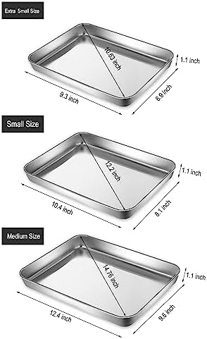 Stainless Steel 304 Small Baking Sheet Pans 9.3x6.9x1.1" Cookie Tray