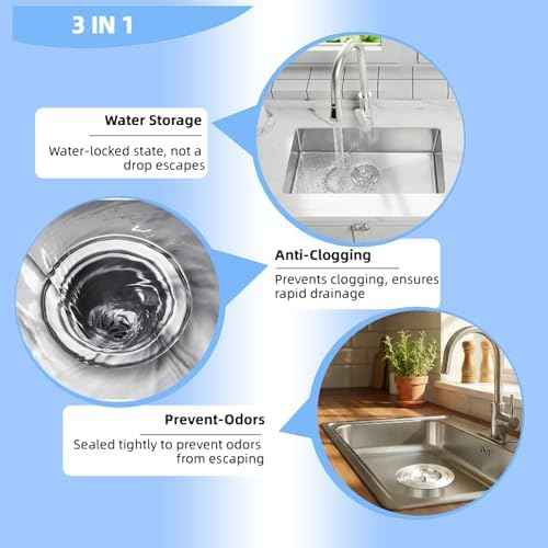Kitchen Sink Drain Strainer Assembly, 3-1/2-Inch, 304 Stainless Steel