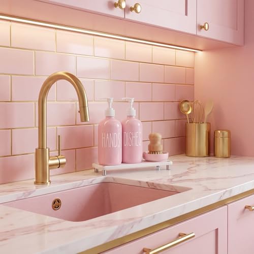 Pink Hands Glass Soap Dispenser
