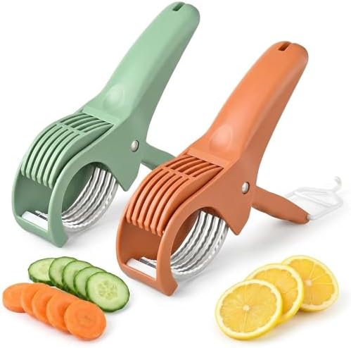 Fruit and Vegetable Slicer, Stainless Steel Blades, 2 Pack