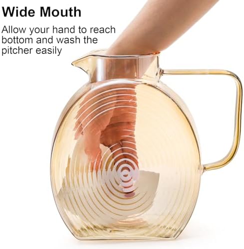 Glass Pitcher with Lid and Spout, 2.5 Liter 84 oz Jug Water Pitcher