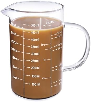 77L 2 Cup Glass Measuring Cup (0.5L), High Borosilicate Glass