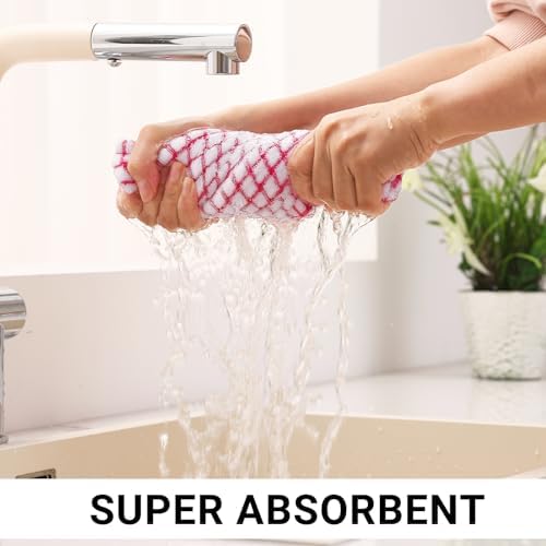 Homaxy Cotton Terry Kitchen Towels and Dishcloths Set of 8, Mixed
