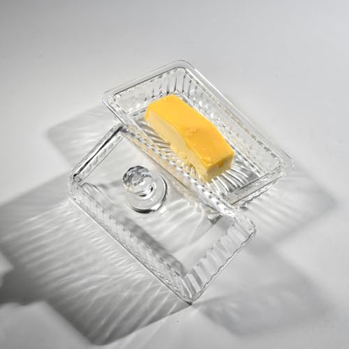 Crystal Butter Dish with Lid – Elegant Heavy Duty Covered Butter