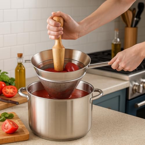 HIC Kitchen Chinois Fine-Mesh Cone Sieve, 18/8 Stainless Steel, For