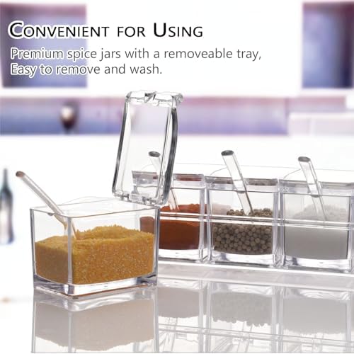 Clear Seasoning Box,V-Resourcing 4 Pieces Clear Seasoning Storage