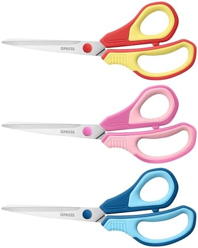QMVESS 8.5" Scissors All Purpose 3 Pack Heavy Duty for Office School