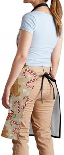 Gingerbread Kitchen Apron Water-Resistant Adjustable Cute Xmas Women