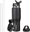 32 oz Insulated Water Bottle Stainless Steel Triple-Wall with Straw