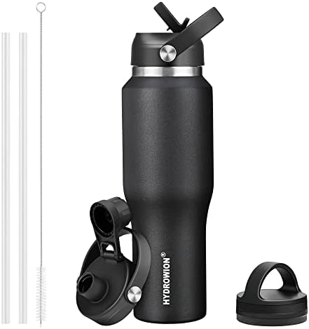 32 oz Insulated Water Bottle Stainless Steel Triple-Wall with Straw