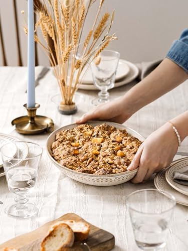LE TAUCI Serving Platters Set 2, Ceramic Serving Bowls, Large Oval Serving Dishes for Entertaining, Turkey Plates, kitchen bowls for Salad, Fruit, Pasta. Oven Safe, 63/41 oz, 13.5" / 11.8"-Birch Wheat