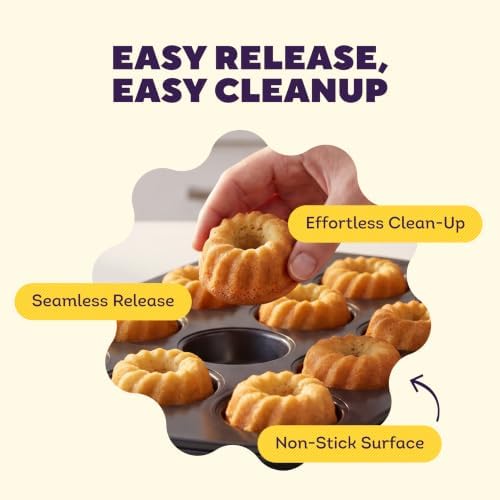 Wilton Gold Non-Stick Mini Fluted Tube Pan, Made Without PFAS
