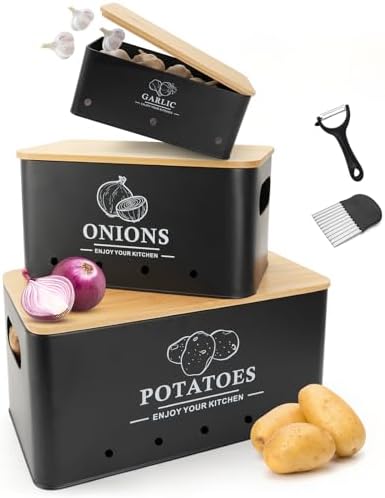 3-Piece Vegetable Storage Set with Bamboo Lids