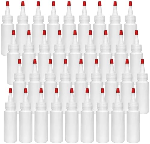 36 Pcs 2 oz Small Plastic Squeeze Condiment Bottles with Red Tip