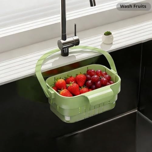 Foldable Hanging Sink Drain Basket Stretchable Kitchen Colander with