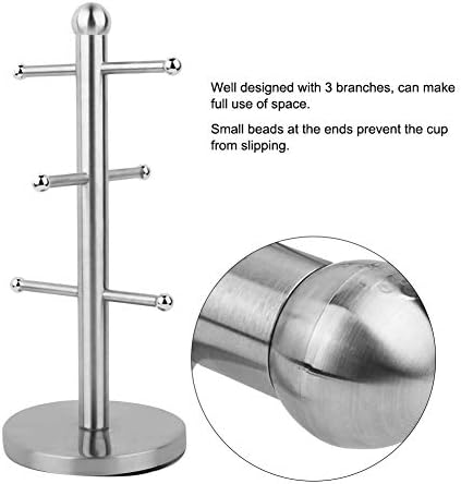 Mug Holder Tree, 6 Hooks Stainless Steel Coffee Cup Holder Coffee Mug