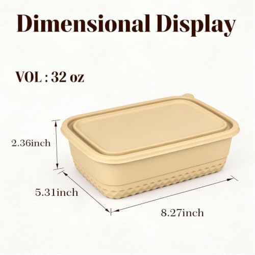 50 Pack Meal Prep Container Reusable with Lids 32oz Lunch Boxes