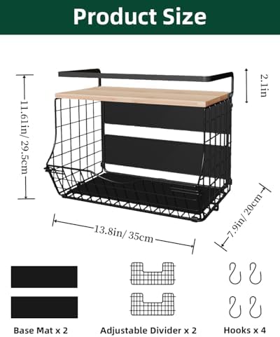 Magnetic Shelf for Fridge with Wood Lid, 2 Pack