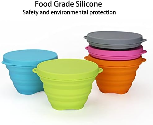 Silicone Collapsible Bowl with Lid Foldable Food Storage Bowls
