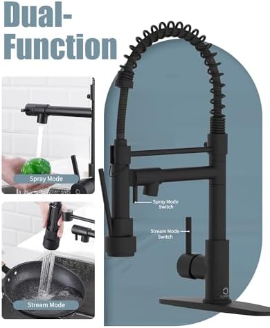 Single-Handle Kitchen Faucet with Pull-Down Sprayer, Black