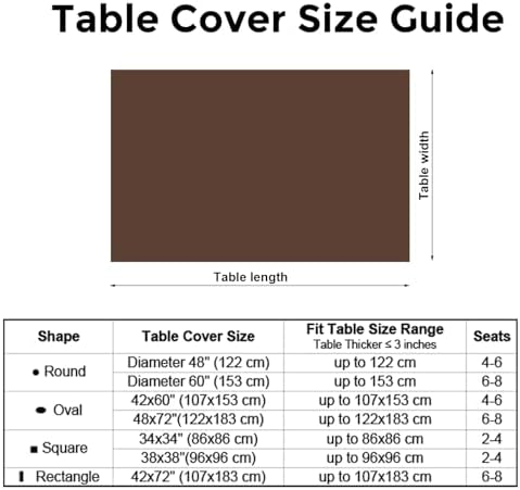 Rectangle Brown Tablecloth 42x72 Inch Fitted Fabric 6ft with Elastic