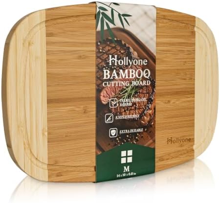 Hollyone Bamboo Cutting Board 14 Inch Wood Cutting Board for Kitchen