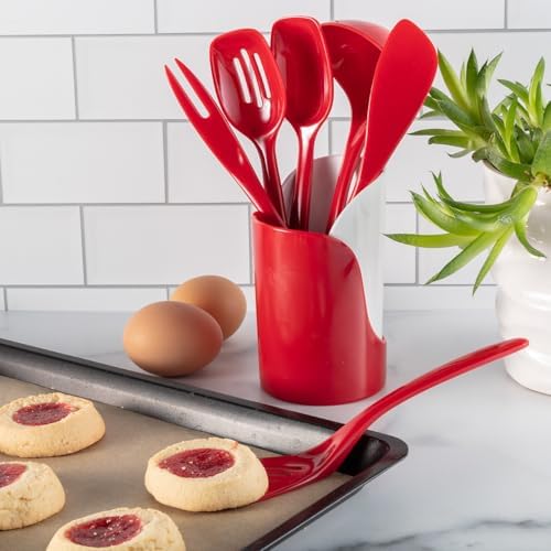 Hutzler 7-Piece Mini Melamine Cooking Utensils and Storage Crock Set