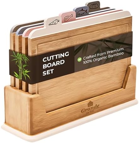Wooden Cutting Boards for Kitchen – 5-Pcs Cutting Board Set with