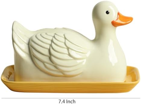 Colias Wing 3D Duck Shaped Ceramic Butter Dish with Lid Butter Keeper
