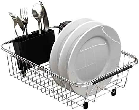 TESOT Adjustable Over Sink Dish Rack Stainless Steel Dish Drying Rack On Counter or in Sink, Rustproof