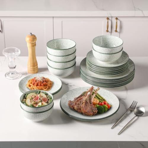 Sweejar Dinnerware Set of 4,12 Piece Ceramic Plates and Bowls Set