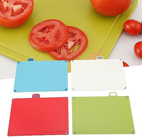 Flexible Plastic Cutting Board Set - 4 Color Coded Boards with Rubber