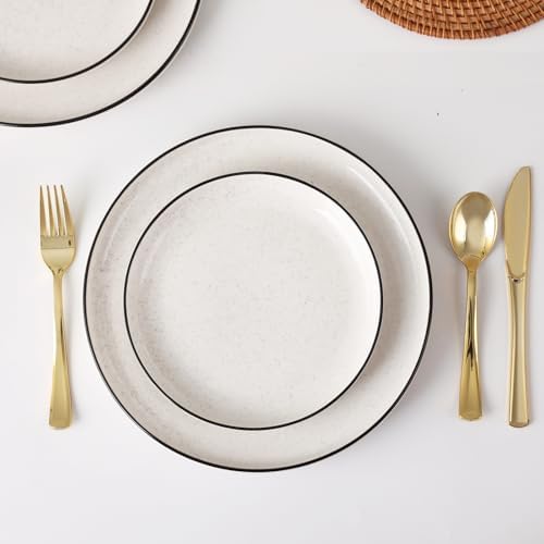 Plates and Bowls Sets for 4,12 Pieces Ceramic Dish set, White